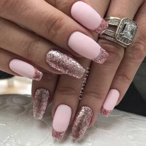 Rose Gold Glam French Tip Nail Designs