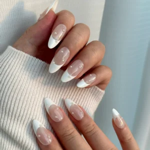 French Tip Nail Designs with Pearl Effect