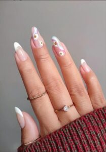 Floral Fusion French Tip Nails