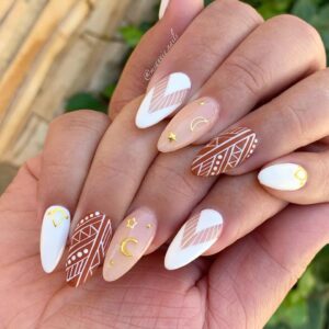 Boho Beauty French Tip Nails Short